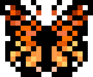 Catch More Butterflies pixel art example of a monarch butterfly