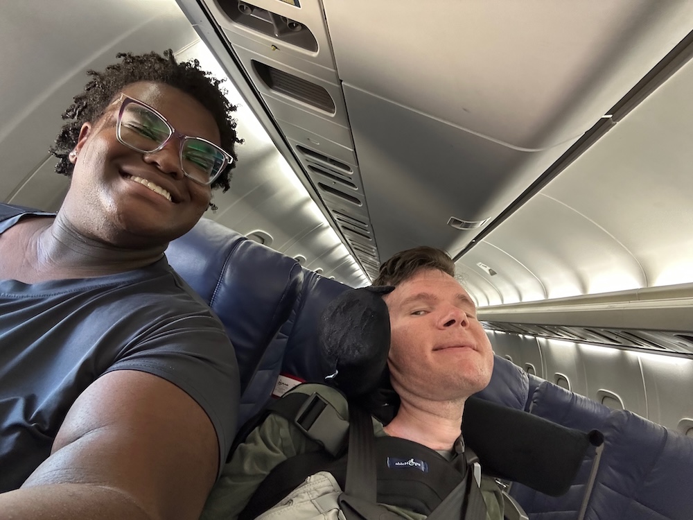 Matt and Derrilynn on the airplane