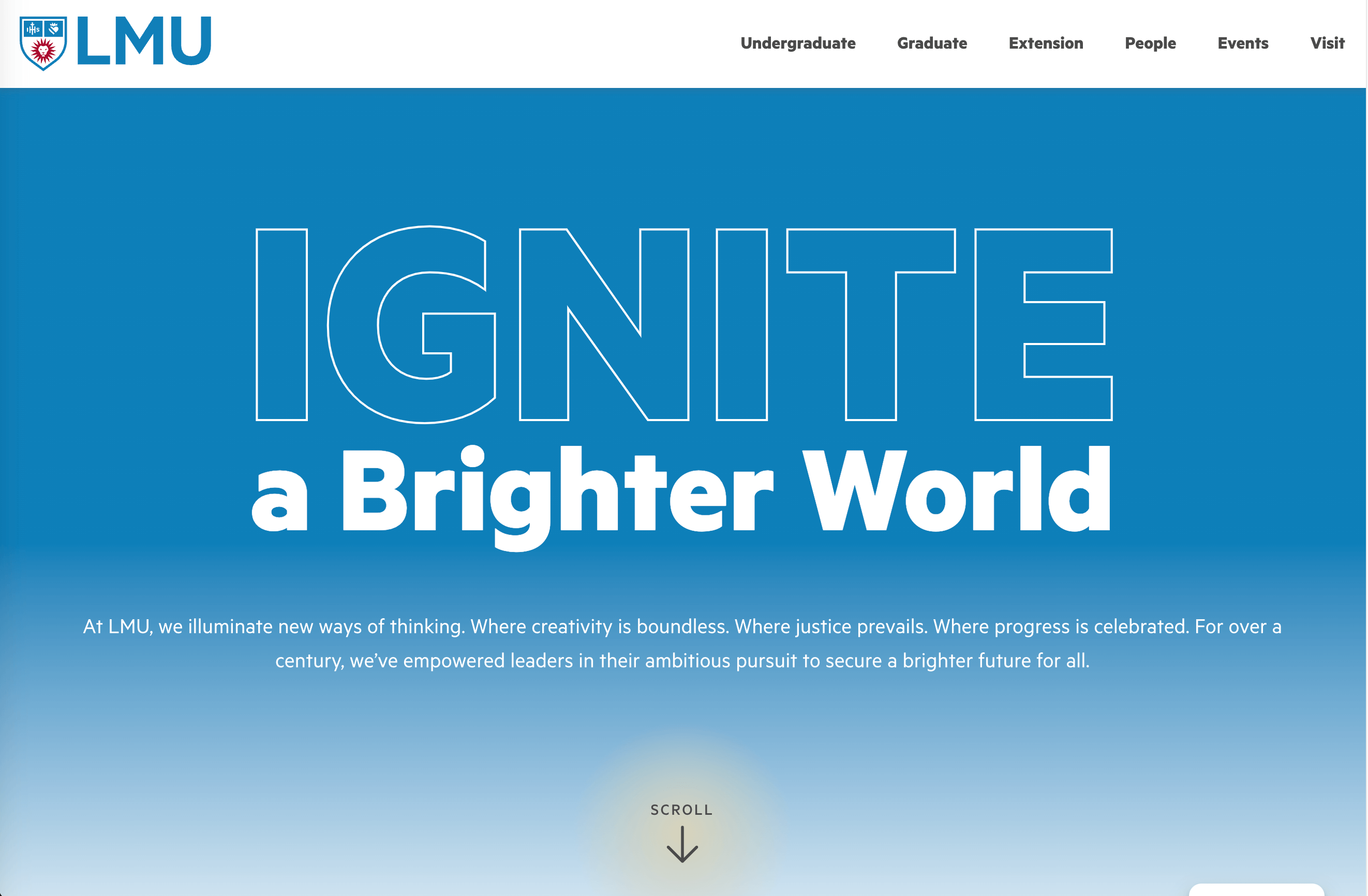 LMU Ignite desktop, homepage.